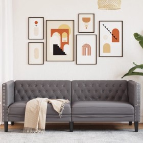 Sofá Chesterfield de 3 plazas cuero artificial gris de , Sofás - Ref: Foro24-372669, Precio: 274,33 €, Descuento: %