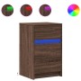 Mesita de noche con luces LED madera de ingeniería roble marrón de , Mesitas de noche - Ref: Foro24-852018, Precio: 63,78 €, ...