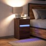 Mesita de noche con luces LED madera de ingeniería roble marrón de , Mesitas de noche - Ref: Foro24-852018, Precio: 63,78 €, ...