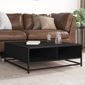 Mesa de centro madera de ingeniería y metal negro 80x80x30 cm de , Mesas de centro - Ref: Foro24-848769, Precio: 65,18 €, Des...