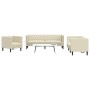 Juego de sofás Chesterfield 3 piezas cuero sintético crema de , Sofás - Ref: Foro24-3209268, Precio: 728,27 €, Descuento: %