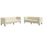Juego de sofás Chesterfield 2 piezas cuero sintético crema de , Sofás - Ref: Foro24-3209275, Precio: 566,13 €, Descuento: %