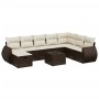 Set de sofás de jardín 9 pzas y cojines ratán sintético marrón de , Conjuntos de jardín - Ref: Foro24-3264219, Precio: 584,27...