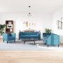 Set de sofás Chesterfield con cojines 3 piezas terciopelo azul de , Sofás - Ref: Foro24-3209289, Precio: 828,62 €, Descuento: %