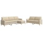 Juego de sofás con reposapiés 3 piezas tela crema de , Sofás - Ref: Foro24-3278329, Precio: 547,03 €, Descuento: %