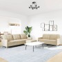 Juego de sofás con reposapiés 3 piezas tela crema de , Sofás - Ref: Foro24-3278329, Precio: 547,03 €, Descuento: %