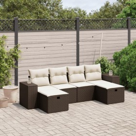 Set sofás de jardín 6 piezas y cojines ratán sintético marrón de , Conjuntos de jardín - Ref: Foro24-3264479, Precio: 373,50 ...