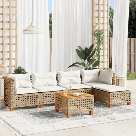 Juego de sofás jardín con cojines 6 pzas ratán sintético beige de , Conjuntos de jardín - Ref: Foro24-3261796, Precio: 482,02...