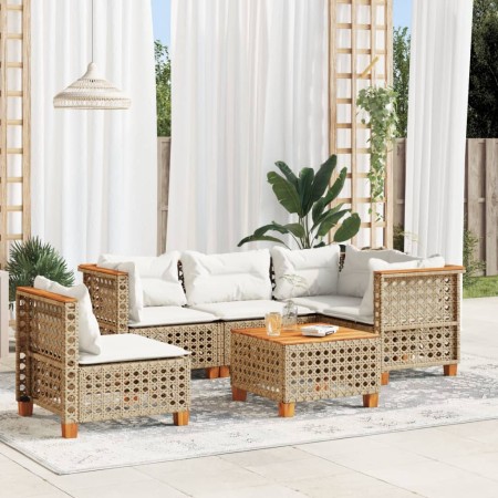Juego de sofás jardín con cojines 6 pzas ratán sintético beige de , Conjuntos de jardín - Ref: Foro24-3261844, Precio: 489,25...