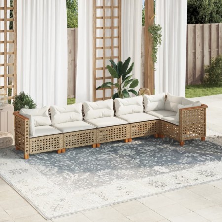 Juego de sofás jardín con cojines 6 pzas ratán sintético beige de , Conjuntos de jardín - Ref: Foro24-3261850, Precio: 522,55...