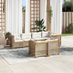Set sofás de jardín 7 piezas y cojines ratán sintético beige de , Conjuntos de jardín - Ref: Foro24-3261886, Precio: 644,65 €...