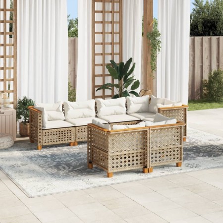 Set sofás de jardín 7 piezas y cojines ratán sintético beige de , Conjuntos de jardín - Ref: Foro24-3261886, Precio: 644,65 €...