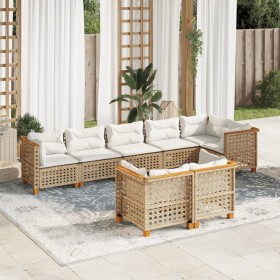 Set de sofás de jardín y cojines 8 piezas ratán sintético beige de , Conjuntos de jardín - Ref: Foro24-3261892, Precio: 708,5...
