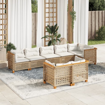 Set de sofás de jardín y cojines 8 piezas ratán sintético beige de , Conjuntos de jardín - Ref: Foro24-3261892, Precio: 708,5...