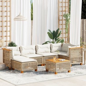 Set sofás de jardín 7 piezas y cojines ratán sintético beige de , Conjuntos de jardín - Ref: Foro24-3261922, Precio: 561,68 €...