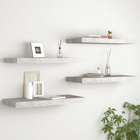 Estantes flotantes pared 4 uds MDF gris hormigón 60x23,5x3,8 cm en Estanterías | Comprar online en Foru.es