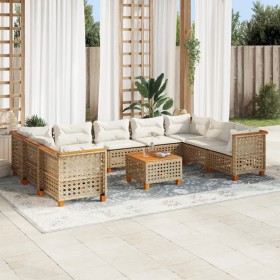 Juego de sofás jardín con cojines beige 10 pzas ratán sintético de , Conjuntos de jardín - Ref: Foro24-3261988, Precio: 816,2...