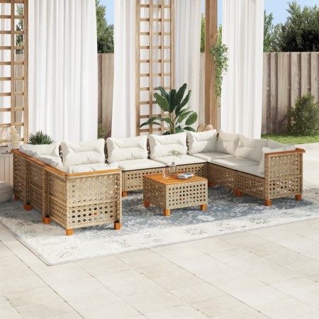 Juego de sofás jardín con cojines beige 10 pzas ratán sintético de , Conjuntos de jardín - Ref: Foro24-3261988, Precio: 816,2...