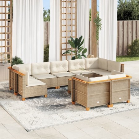 Juego de sofás jardín con cojines beige 10 pzas ratán sintético de , Conjuntos de jardín - Ref: Foro24-3261997, Precio: 709,7...