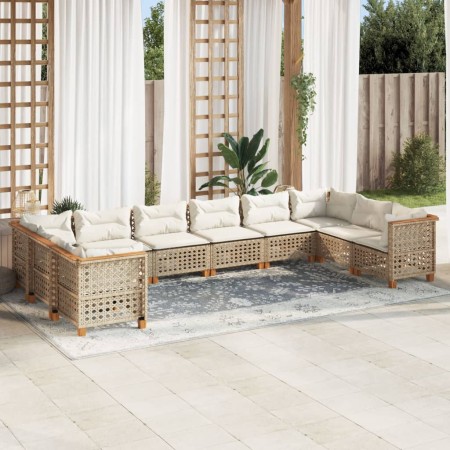 Juego de sofás jardín con cojines beige 10 pzas ratán sintético de , Conjuntos de jardín - Ref: Foro24-3262024, Precio: 828,4...