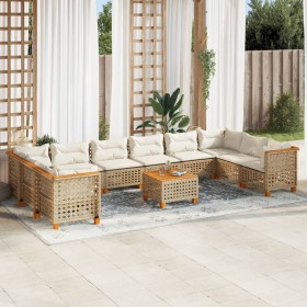 Set de sofás de jardín 11pzas con cojines ratán sintético beige de , Conjuntos de jardín - Ref: Foro24-3262030, Precio: 882,4...