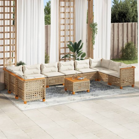 Set de sofás de jardín 11pzas con cojines ratán sintético beige de , Conjuntos de jardín - Ref: Foro24-3262030, Precio: 882,4...
