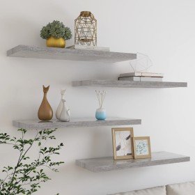 Estantes flotantes pared 4 uds MDF gris hormigón 80x23,5x3,8 cm en Estanterías | Comprar online en Foru.es