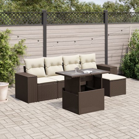 Set sofás de jardín 6 piezas y cojines ratán sintético marrón de , Conjuntos de jardín - Ref: Foro24-3269133, Precio: 437,31 ...