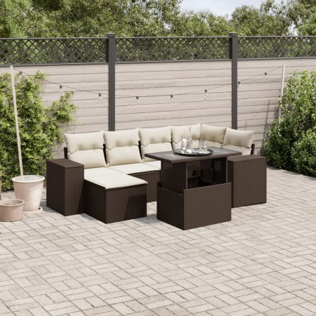 Juego de sofás de jardín 7 piezas con cojines ratán PE marrón de , Conjuntos de jardín - Ref: Foro24-3269313, Precio: 526,64 ...