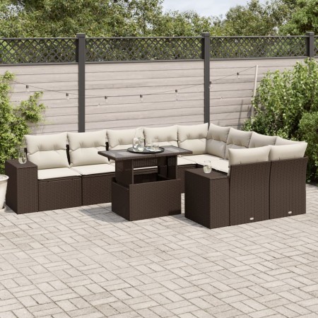 Set de sofás de jardín 10 pzas y cojines ratán sintético marrón de , Conjuntos de jardín - Ref: Foro24-3269393, Precio: 715,6...