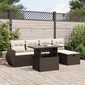 Set sofás de jardín 6 piezas y cojines ratán sintético marrón de , Conjuntos de jardín - Ref: Foro24-3275133, Precio: 422,33 ...