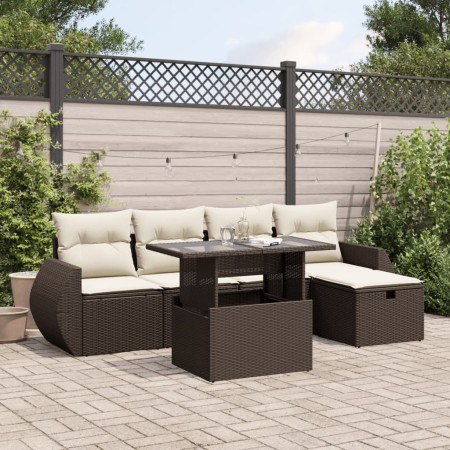 Set sofás de jardín 6 piezas y cojines ratán sintético marrón de , Conjuntos de jardín - Ref: Foro24-3275133, Precio: 422,33 ...