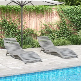 Tumbonas 2 unidades madera maciza acacia gris 184x55x64 cm de , Tumbonas - Ref: Foro24-3155468, Precio: 256,07 €, Descuento: %