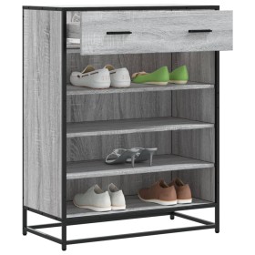 Zapatero madera de ingeniería y metal gris Sonoma 75x38x97,5 cm de , Zapateros y organizadores de calzado - Ref: Foro24-33008...