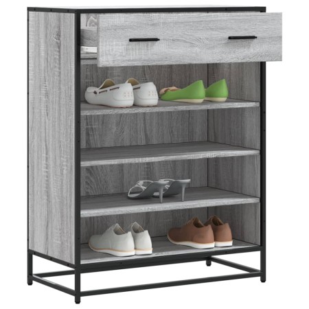 Zapatero madera de ingeniería y metal gris Sonoma 75x38x97,5 cm de , Zapateros y organizadores de calzado - Ref: Foro24-33008...