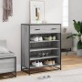 Zapatero madera de ingeniería y metal gris Sonoma 75x38x97,5 cm de , Zapateros y organizadores de calzado - Ref: Foro24-33008...