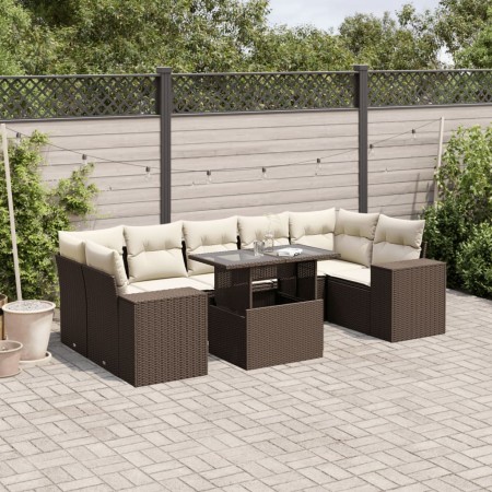 Set sofás de jardín 8 piezas y cojines ratán sintético marrón de , Conjuntos de jardín - Ref: Foro24-3269043, Precio: 617,64 ...