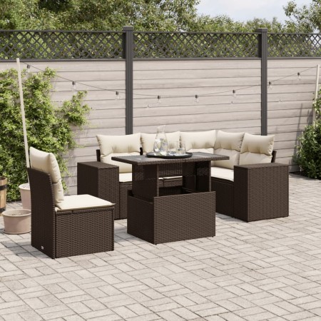 Set sofás de jardín 6 piezas y cojines ratán sintético marrón de , Conjuntos de jardín - Ref: Foro24-3269173, Precio: 480,41 ...