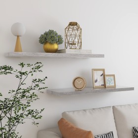 Estantes flotantes pared 2 uds gris hormigón MDF 90x23,5x3,8 cm en Estanterías | Comprar online en Foru.es