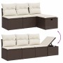 Set de sofás de jardín 9 pzas y cojines ratán sintético marrón de , Conjuntos de jardín - Ref: Foro24-3275353, Precio: 641,60...