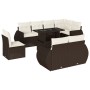 Set de sofás de jardín 9 pzas y cojines ratán sintético marrón de , Conjuntos de jardín - Ref: Foro24-3268673, Precio: 771,45...