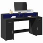 Escritorio con luz LED madera ingeniería negro 160x55x91 cm de , Escritorios - Ref: Foro24-3309430, Precio: 239,71 €, Descuen...