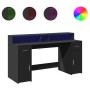 Escritorio con luz LED madera ingeniería negro 160x55x91 cm de , Escritorios - Ref: Foro24-3309430, Precio: 239,71 €, Descuen...