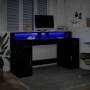 Escritorio con luz LED madera ingeniería negro 160x55x91 cm de , Escritorios - Ref: Foro24-3309430, Precio: 239,71 €, Descuen...