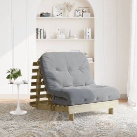 Futón sofá cama con colchón madera impregnada pino 90x206x11 cm de , Futones - Ref: Foro24-846765, Precio: 209,20 €, Descuent...