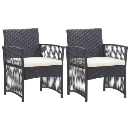 Sillones de jardín con cojines 2 unidades ratán sintético negro de , Sillas de jardín - Ref: Foro24-363406, Precio: 112,57 €,...