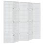 Biombo separador de 5 paneles madera maciza Paulownia blanco de , Divisores de ambientes - Ref: Foro24-358790, Precio: 137,60...