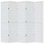 Biombo separador de 5 paneles madera maciza Paulownia blanco de , Divisores de ambientes - Ref: Foro24-358790, Precio: 137,60...