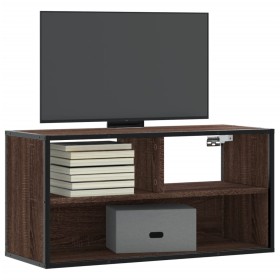 Mueble TV madera ingeniería y metal marrón roble 80x31x39,5 cm de , Muebles TV - Ref: Foro24-848928, Precio: 38,77 €, Descuen...