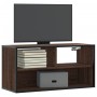 Mueble TV madera ingeniería y metal marrón roble 80x31x39,5 cm de , Muebles TV - Ref: Foro24-848928, Precio: 38,77 €, Descuen...